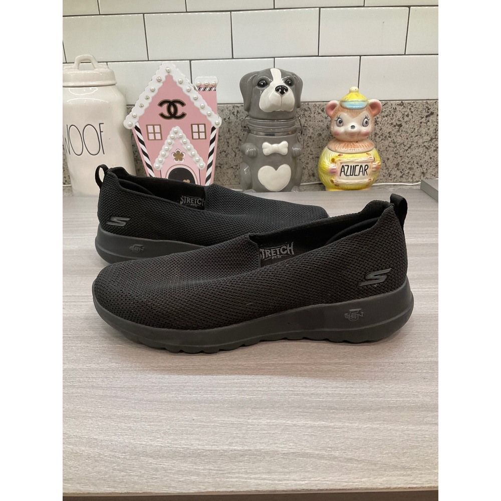 SKECHERS WOMENS GOWALK JOY FLAT SIZE‎ 9 BLACK MESH SPORTY SLIP ON SOMFY SHOES